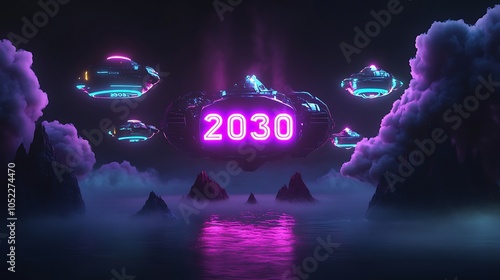 Grand Futuristic Light Show Illustration of 2030