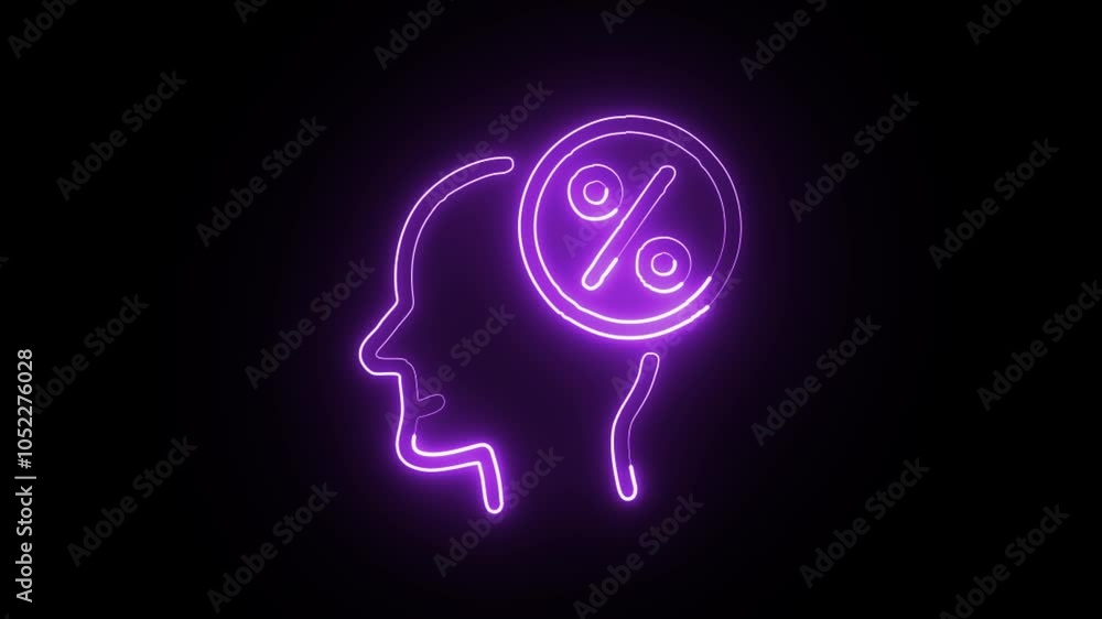 glowing neon human brain icon isolated on black background. HD video motion graphic animation glowing neon human brain icon isolated on black background. HD video motion graphic animation