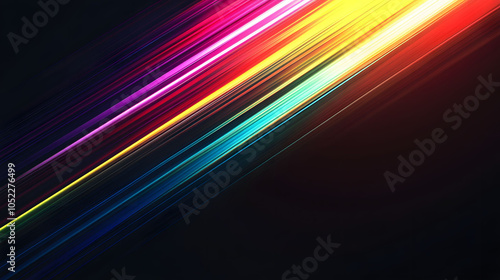 A vibrant night scene featuring a glowing car racing down a colorful road, with abstract patterns and flashes of light creating a dynamic sense of speed and motion