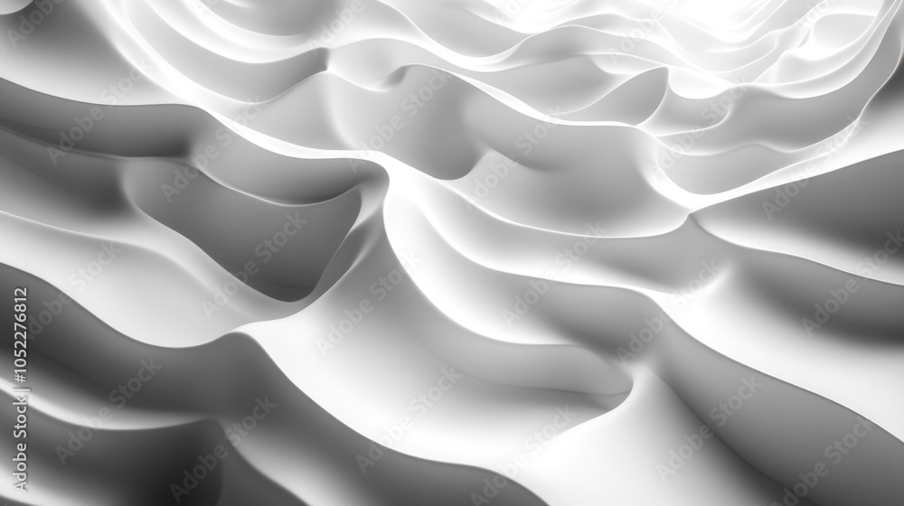 Fototapeta premium Abstract White Wavy Surface with Shadows and Highlights