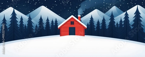 Wallpaper Mural A cozy log cabin in the middle of a snowy forest, smoke rising from the chimney under starry skies holiday travel  destination, seasonal, journey Torontodigital.ca