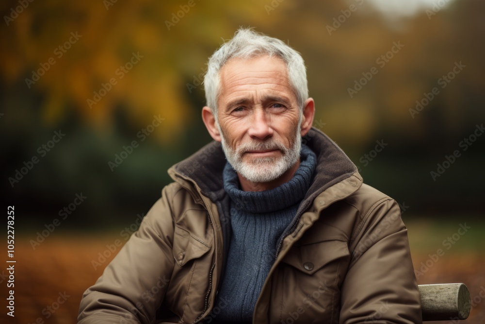Portrait of a senior man in a park on an autumn day Portrait of a senior man in a park on an autumn day