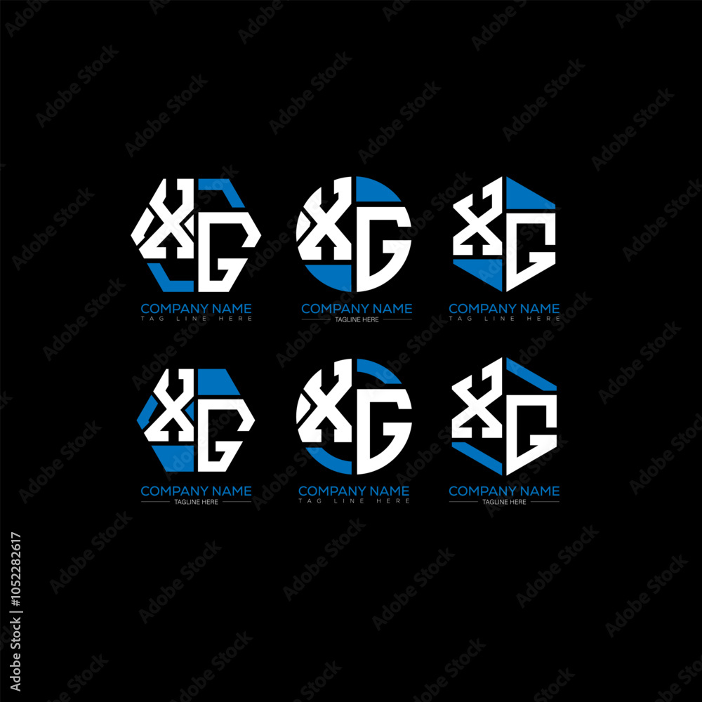Obraz premium XG minimalist and classic logo set design. XG monogram polygonal and circle shape vector. XG unique design.