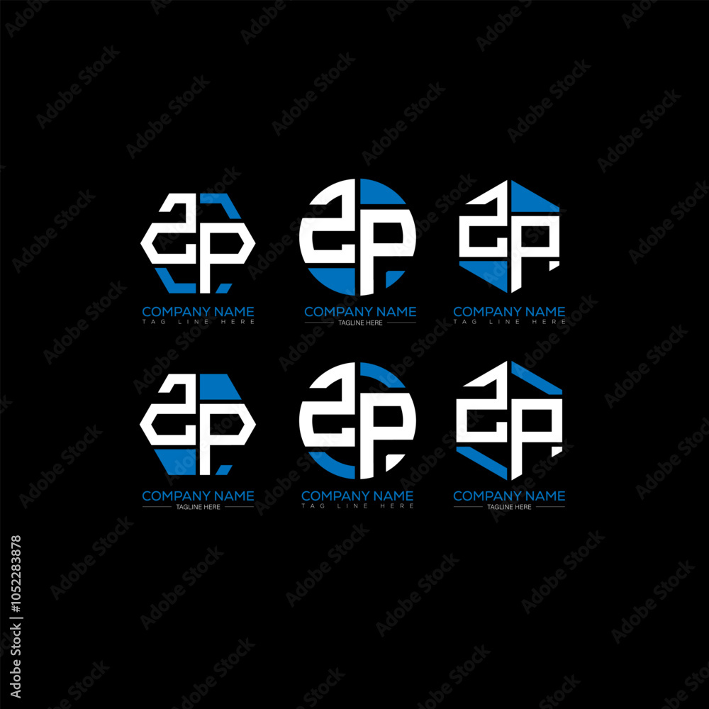 Obraz premium ZP minimalist and classic logo set design. ZP monogram polygonal and circle shape vector. ZP unique design.
