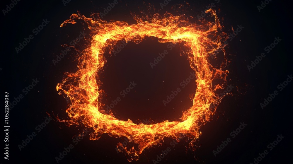 fire frame, isolated, black background, generative ai fire frame, isolated, black background, generative ai