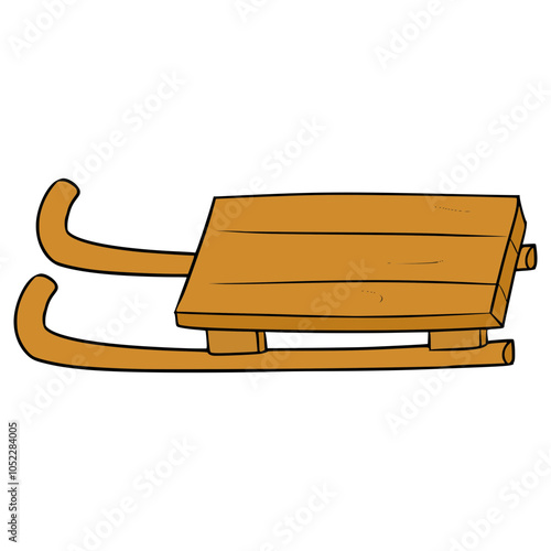 wooden sled illustration hand drawn isolated vector