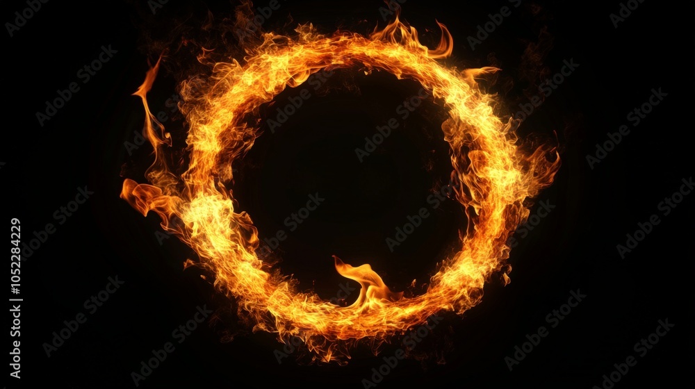 Fototapeta premium fire frame, isolated, black background, generative ai