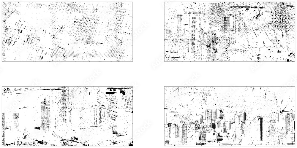 Grunge set white and black wall background. Vector illustration. Black and white grunge. Distress overlay texture. Grunge set white and black wall background. Vector illustration. Black and white grunge. Distress overlay texture.