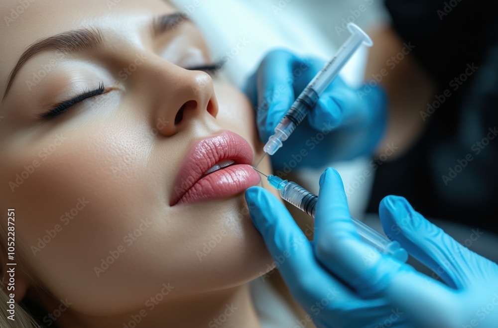 beautiful woman face with cosmetic injection concept beautiful woman face with cosmetic injection concept