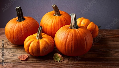 Pumpkins on a grey background