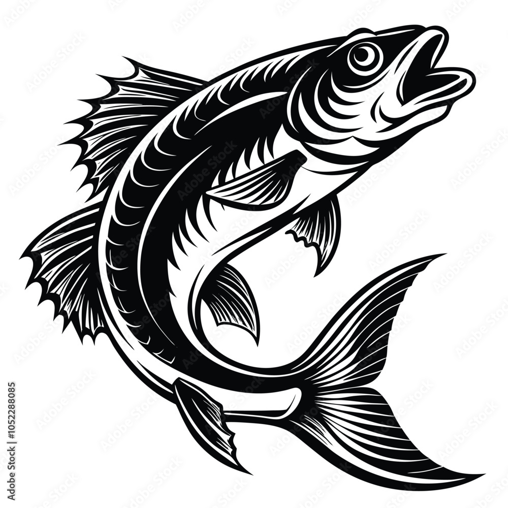 Obraz premium black and white background fish vector