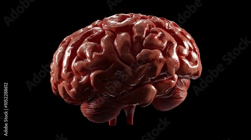 human brain on black background photo