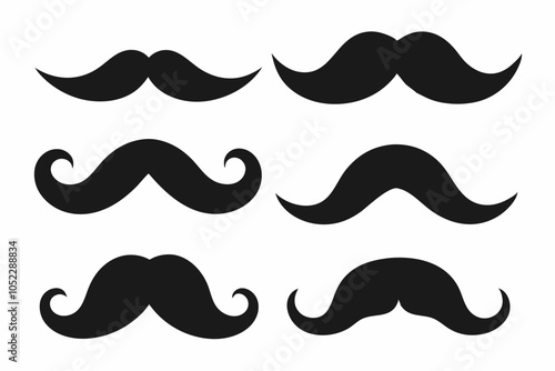 Set of mustache icon vector, Moustache Silhouette	