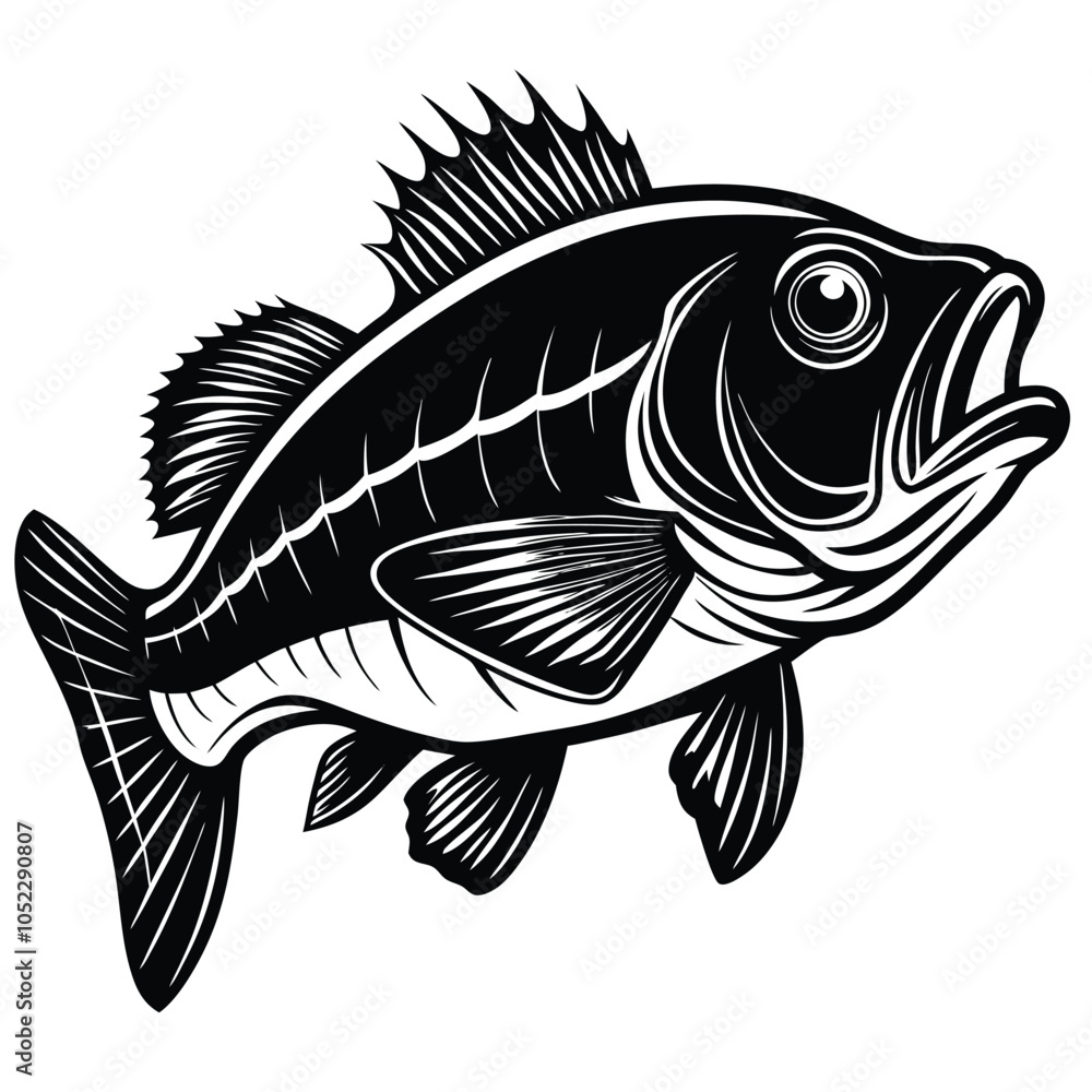 Fototapeta premium black and white background fish vector
