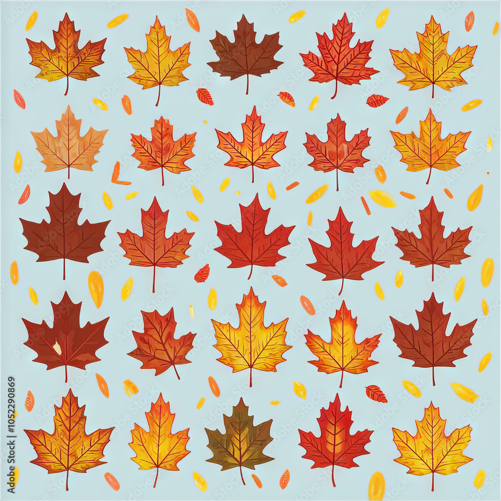 Set of autumn leaves from different trees Set of autumn leaves from different trees