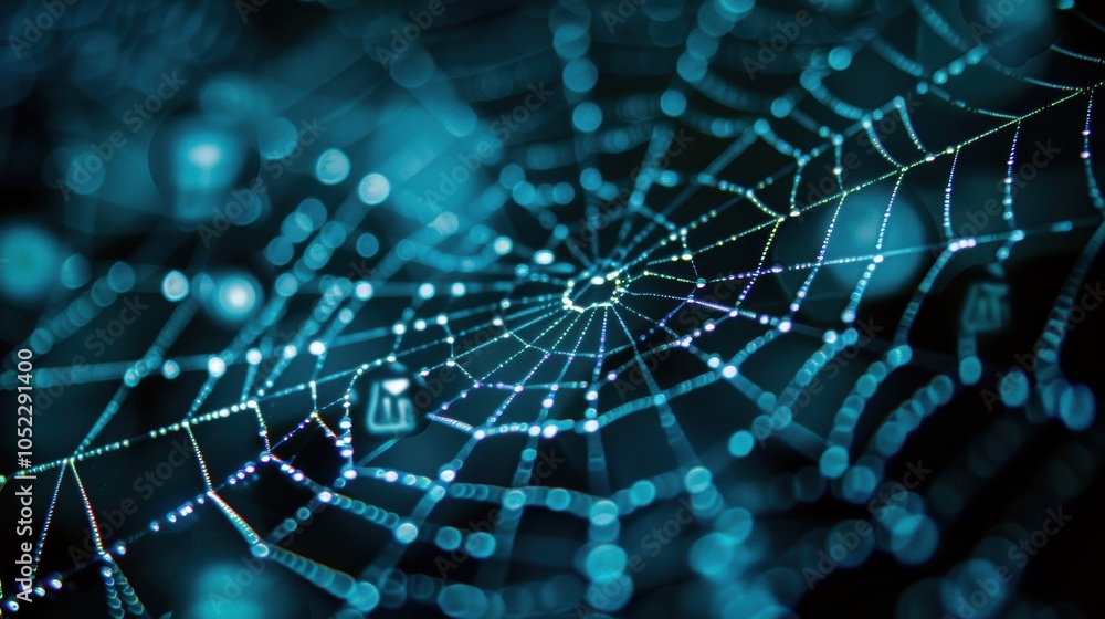 Networking for Business Growth: Conceptual Spider Web with Business Icons Networking for Business Growth: Conceptual Spider Web with Business Icons