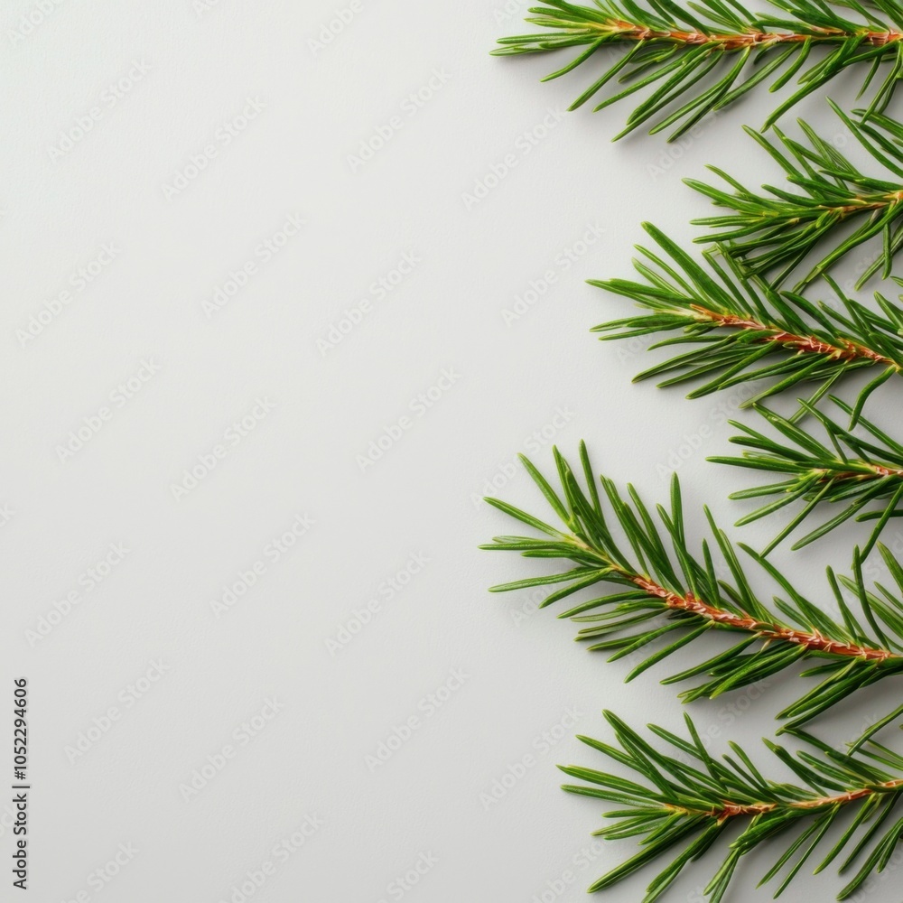 Pine tree branches, white isolate background. Pine tree branches, white isolate background.