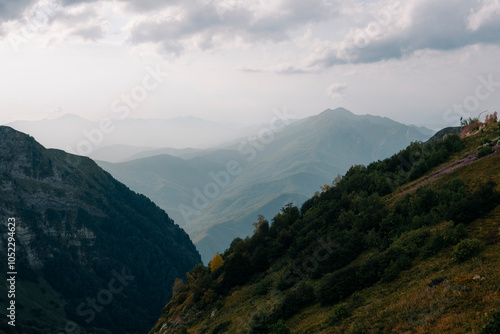 Landscape with clouds in mountains