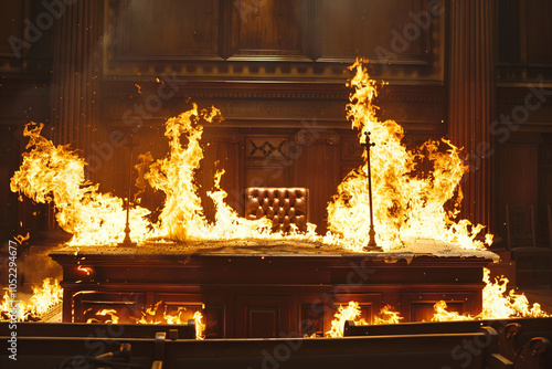 Burning Courtroom - A Visual Representation of Destruction photo