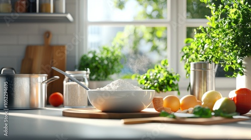 Wallpaper Mural Bright and Inviting Kitchen with Baking Ingredients Torontodigital.ca