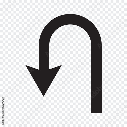 U Turn arrow icon vector illustration. U turn arrow symbol icon on transparent background.