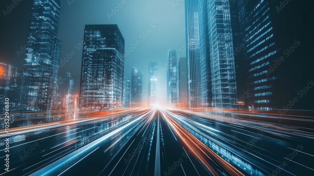 Two streets in a futuristic city, decision making. generative ai Two streets in a futuristic city, decision making. generative ai