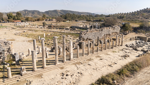 The Temple of Artemis in Magnesia drone view on the Maeander of Turkey photo