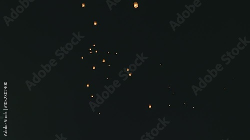 Loy Krathong Festival in Chiang Mai Thailand. Sky lanterns, flying lanterns, floating lanterns, hot-air balloons.