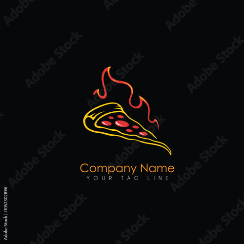 Pizza logo with a flat bread shape 