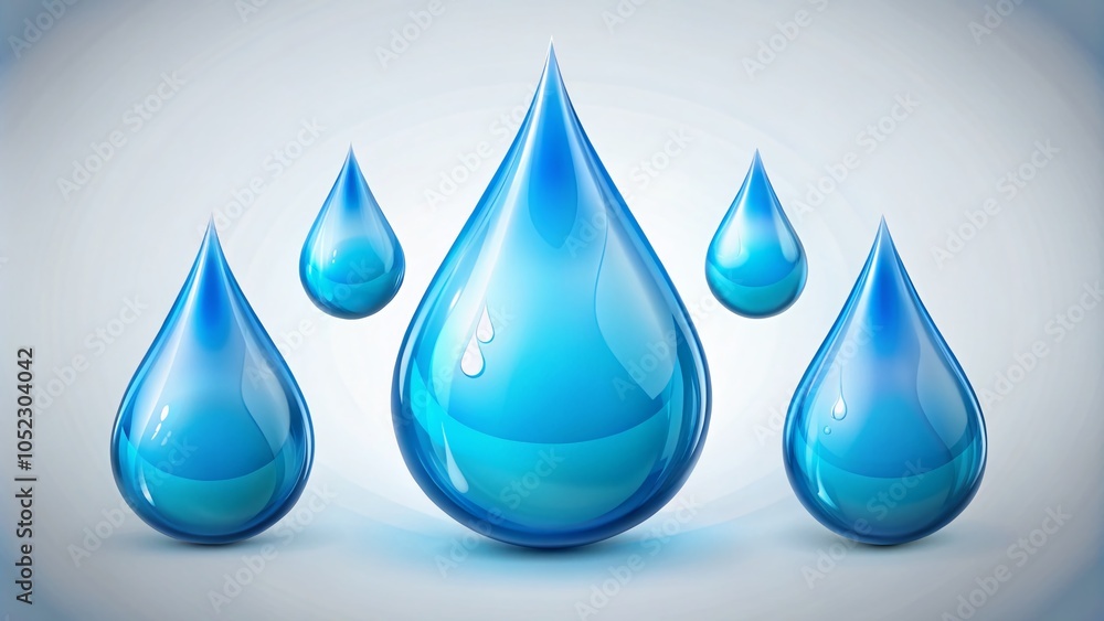 Blue Water Drops - Minimalist Flat Illustration for Modern Design Projects Blue Water Drops - Minimalist Flat Illustration for Modern Design Projects