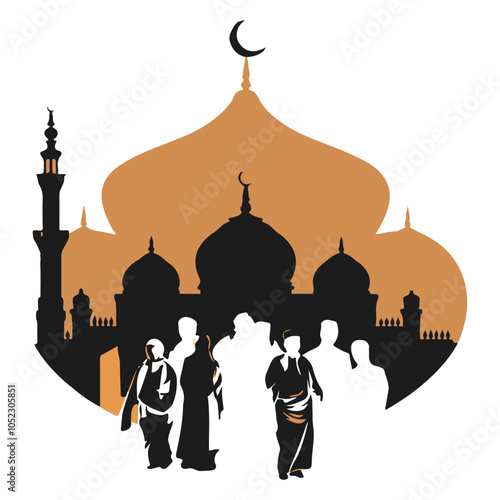 Islamic Mosques Flat-style graphic image of a Ramadan background