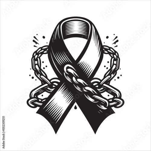 Tree of Remembrance. This striking black and white illustration features a tree of life intertwined with a black awareness ribbon, symbolizing hope, remembrance, and support for those affected by loss