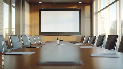 Wallpaper Mural Modern Conference Room with Executive Table and Equipment Torontodigital.ca