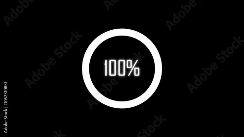 Loading vidio effect with precentage counter. Glowing number Loading Progress Circle Bar 0% to 100% Animation photo