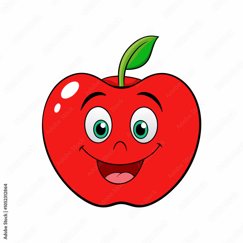 A Red Apple Isolated with smiley face on white background A Red Apple Isolated with smiley face on white background