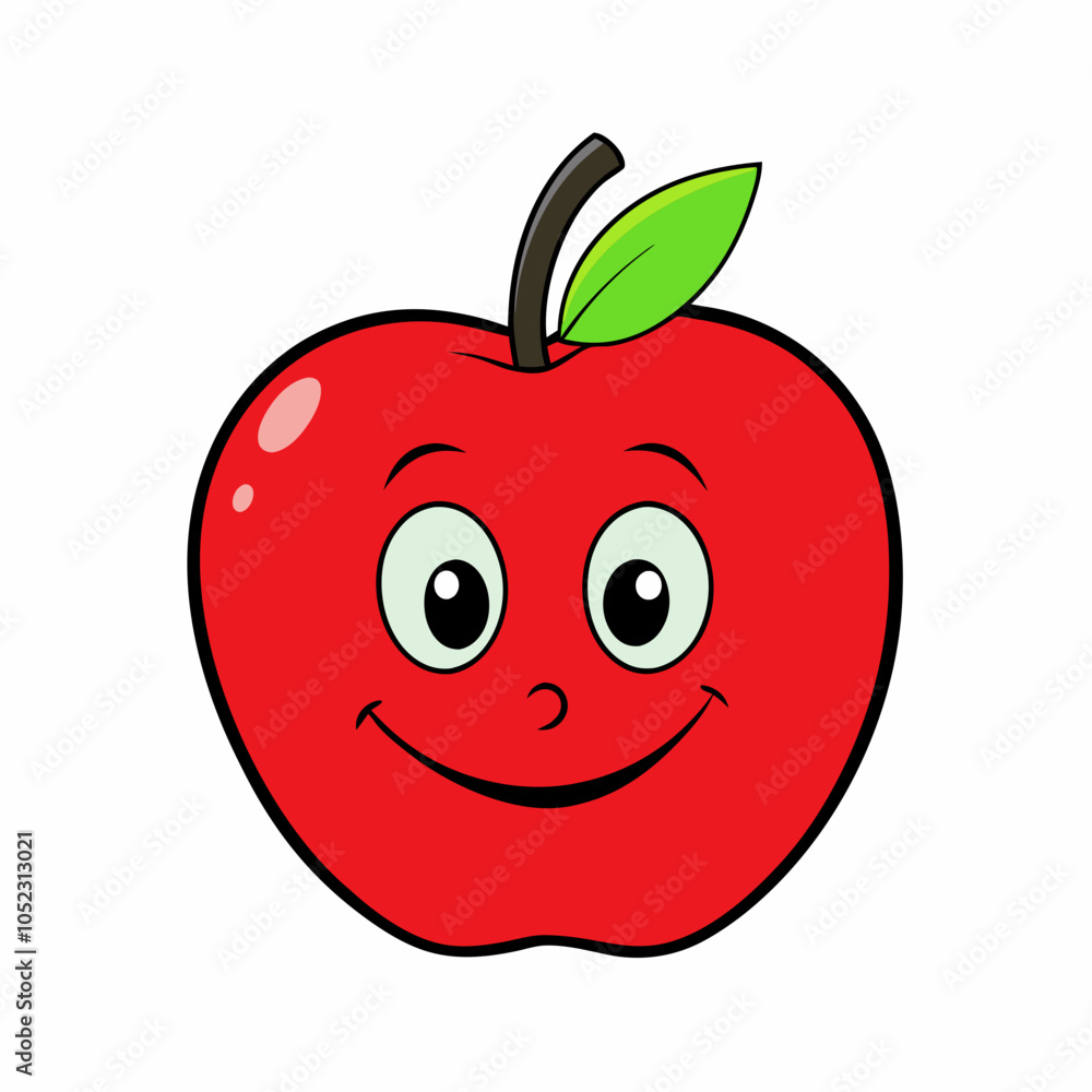 A Red Apple Isolated with smiley face on white background A Red Apple Isolated with smiley face on white background