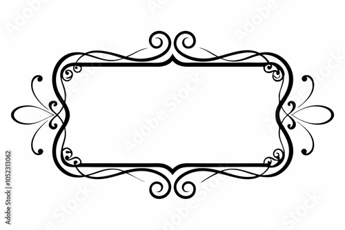 Black color Rectangular calligraphic frames set white background