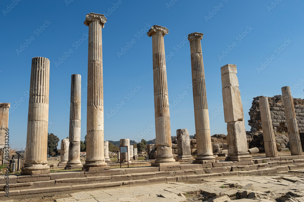 Magnesia Ancient City ruins on Maeander, an ancient Greek city in Ionia. Aydin, Turkey. Magnesia Ancient City ruins on Maeander, an ancient Greek city in Ionia. Aydin, Turkey.