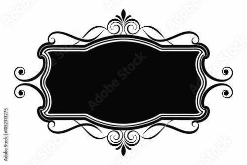 Black color Rectangular calligraphic frames set white background