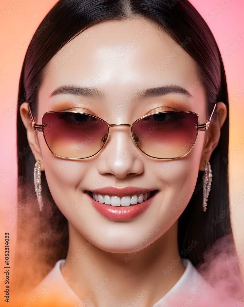 Stylish Woman with Sunglasses and Charming Smile Stylish Woman with Sunglasses and Charming Smile