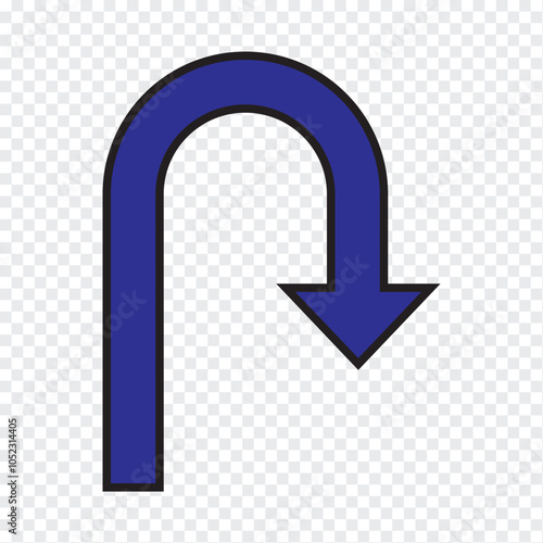 U Turn arrow icon vector illustration. U turn arrow symbol icon on transparent background.