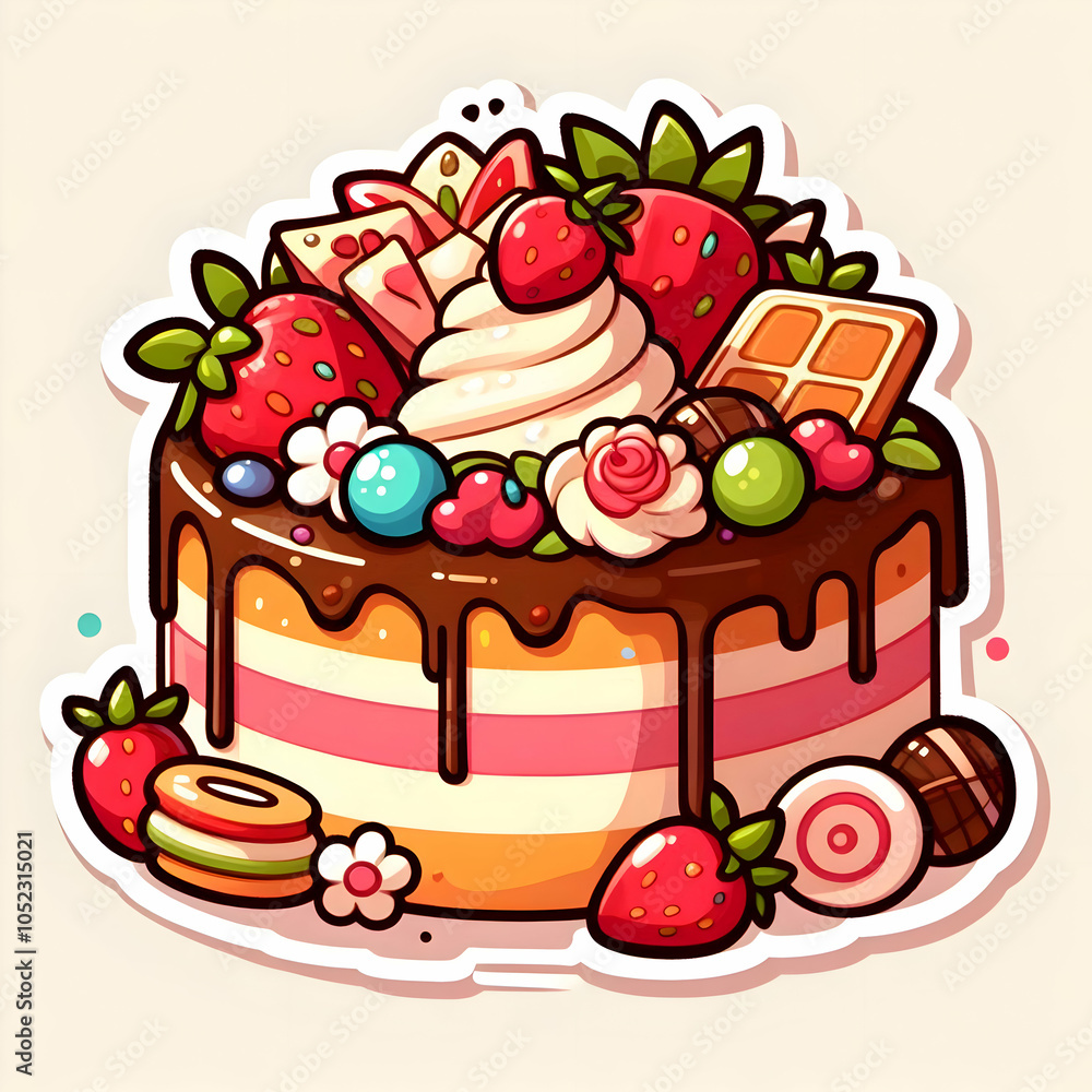 cake sticker animated isolated background cake sticker animated isolated background