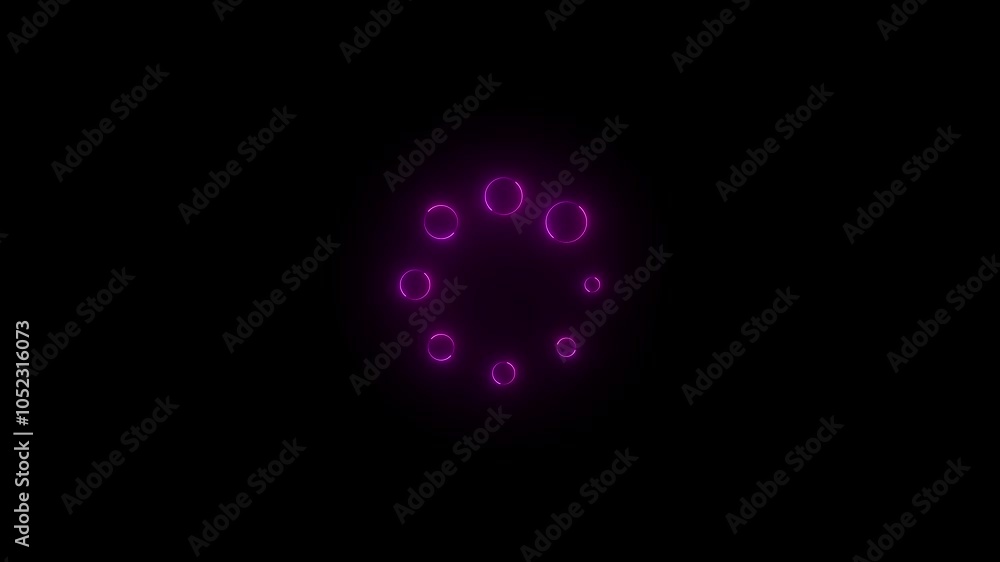 Neon progress ring dots stroke icon glowing black background animation Neon progress ring dots stroke icon glowing black background animation