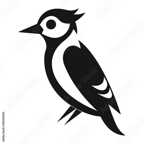 Downy Woodpecker Silhouette Icon. photo