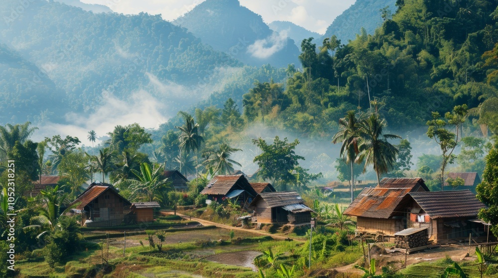 Rural Area Without Internet Access in Mountain Landscape Rural Area Without Internet Access in Mountain Landscape