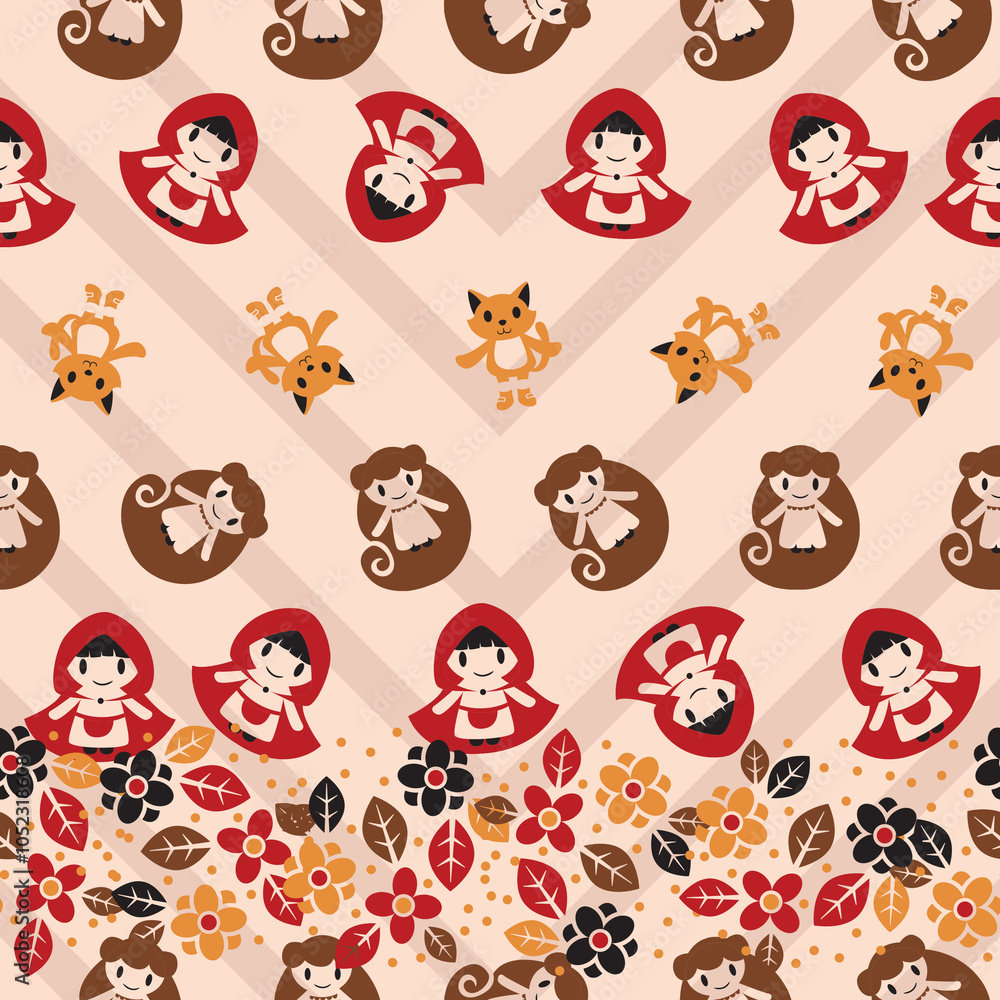 Cute and Minimalistic Fairy Tale Repeat Pattern Design Cute and Minimalistic Fairy Tale Repeat Pattern Design