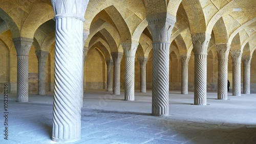 A majestic Vakil Mosque building with elegant columns and arches, Shiraz, Iran