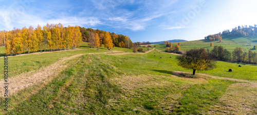 Obraz na płótnie autumn landscape of Kaczawskie mountains in Lower Silesia in Poland w salonie