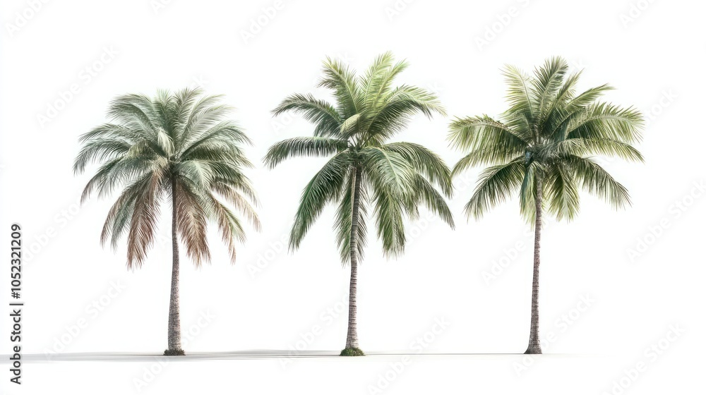 Obraz premium set tree tropical isolated on white background