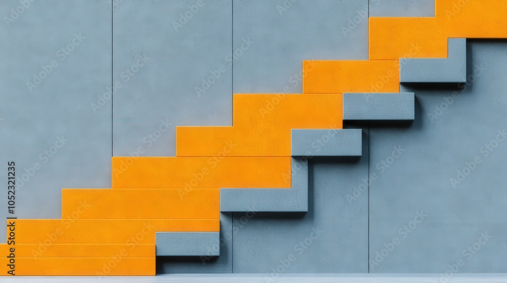 Fototapeta premium Abstract Geometric Background Orange and Grey Steps Design